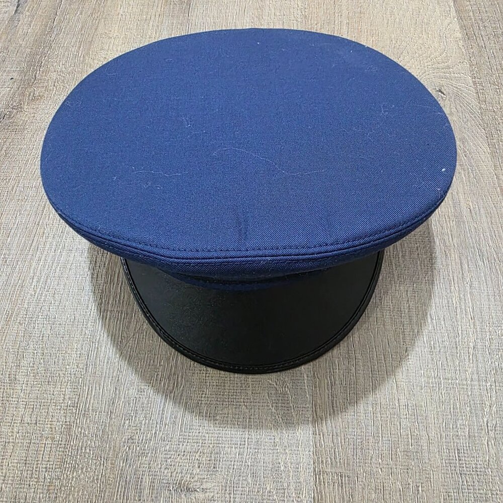 Navy Blue Uniform Hat Cap Size 7 1/4 Military Police Style Dress Visor Korea